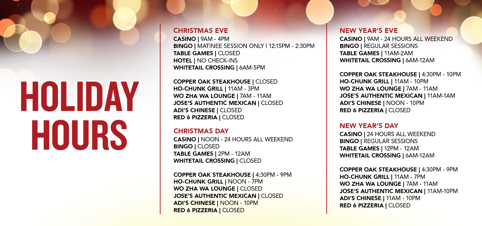Holiday Hours