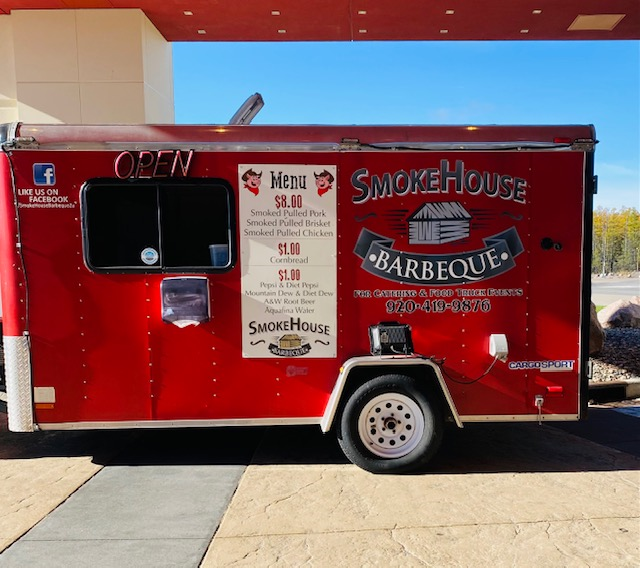 SmokeHouse Barbeque, voted best of Portage County sets-up under Porte-cochere and Ho-Chunk Gaming Wittenberg